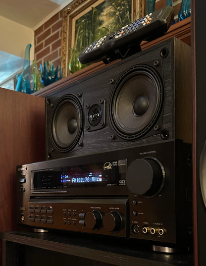 Kenwood Stereo Receiver, Tower Speakers + Bluetooth & Cerwin Vega Center Speaker!